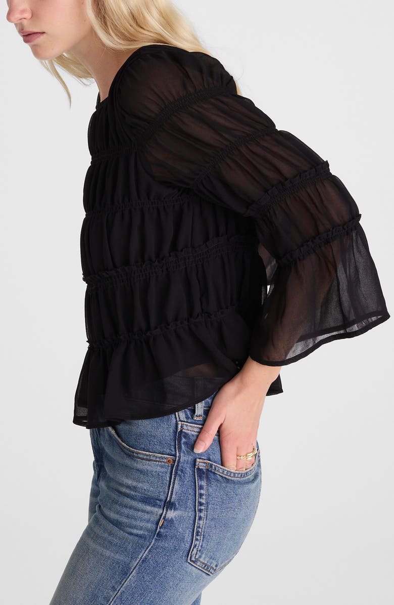 Madewell Square Neck Tiered Top, Alternate, color, Jet Black