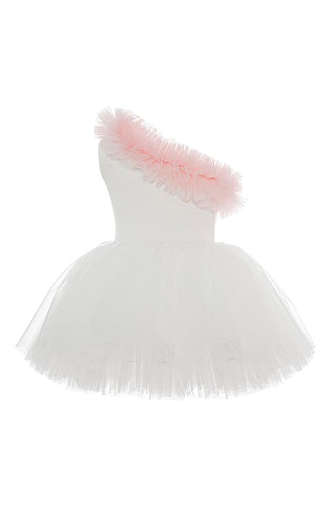Fiona One Shoulder Ruffle Tulle Dress (Baby)