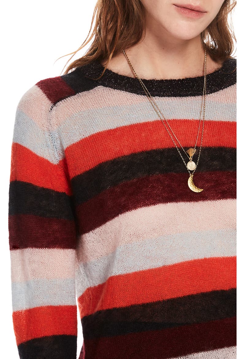 Stripe Sweater, Alternate, color, ORANGE BURGUNDY LT BLUE STRIPE