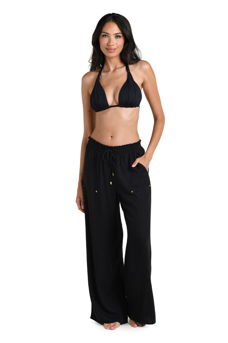 Beach Cover-Up Pants, Alternate, color, BLACK