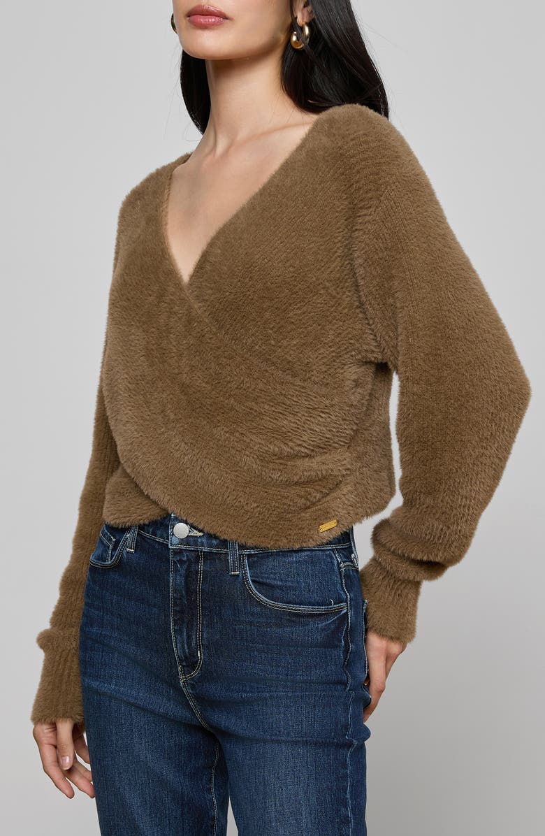 L'AGENCE Antonella Surplice Neck Sweater, Alternate, color, Driftwood