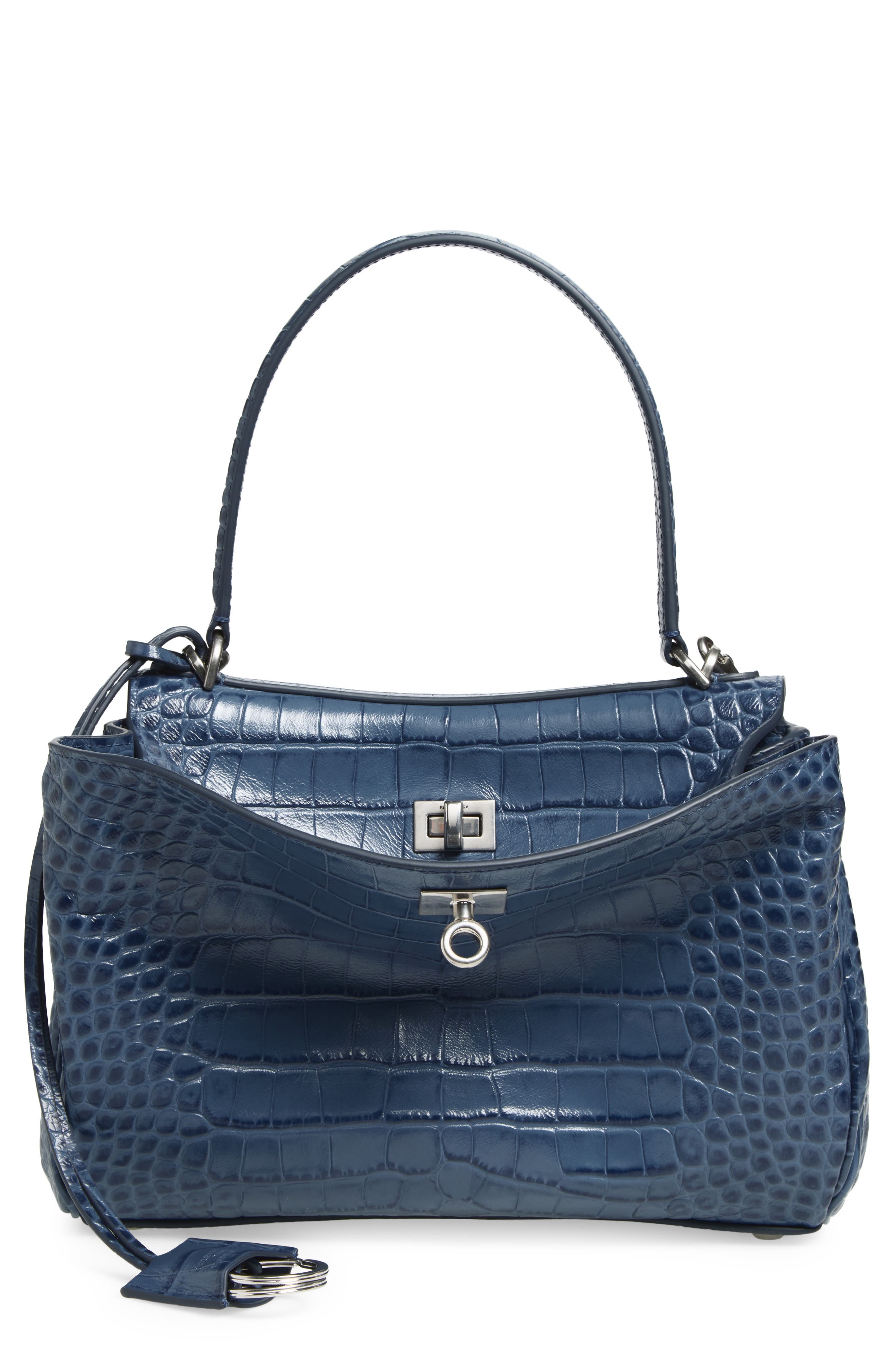 Balenciaga Rodeo Croc Embossed Leather Top Handle Bag, Main, color, 