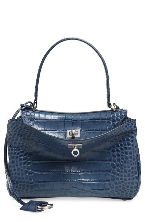 Rodeo Croc Embossed Leather Top Handle Bag