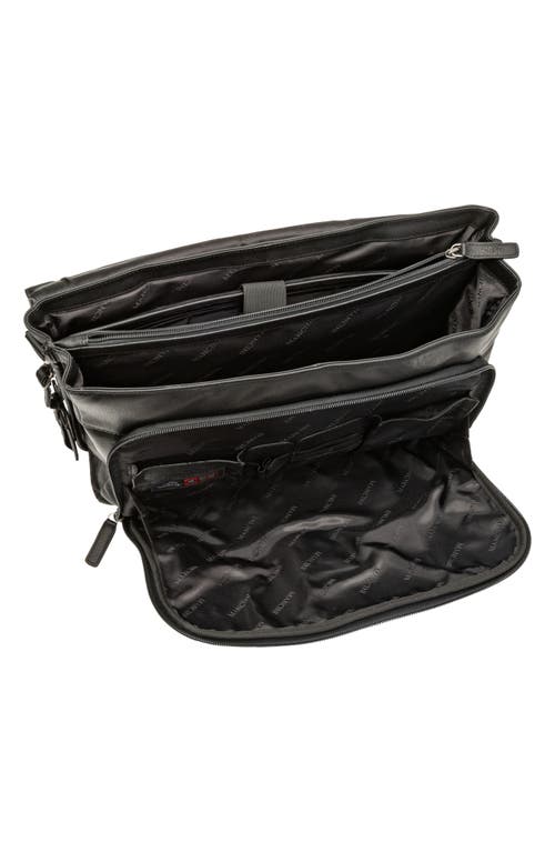 Mancini Double Compartment Flap Leather Briefcase In Black