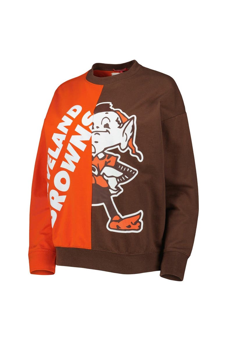Women's Mitchell & Ness Orange/Brown Cleveland Browns Big Face Pullover Sweatshirt, Alternate, color, Orange