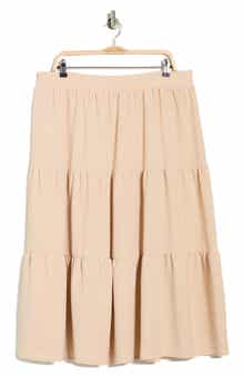 Renee C Tiered Pull-On Midi Skirt
