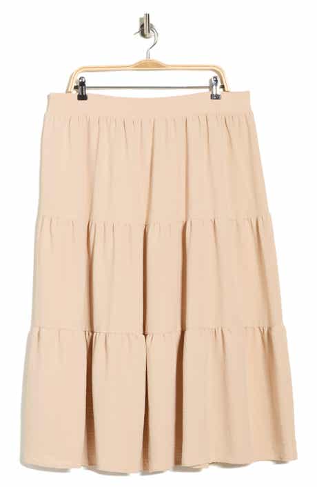 Renee C Tiered Pull-On Midi Skirt