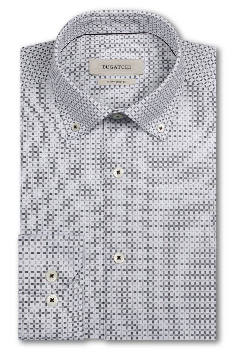 Brent OoohCotton® Windowpane Print Button-Down Shirt, Alternate, color, WHITE