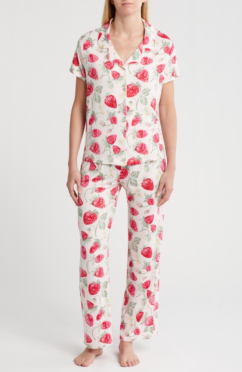 JACLYN Strawberry Short Sleeve Top & Pants Pajamas, Main, color,
