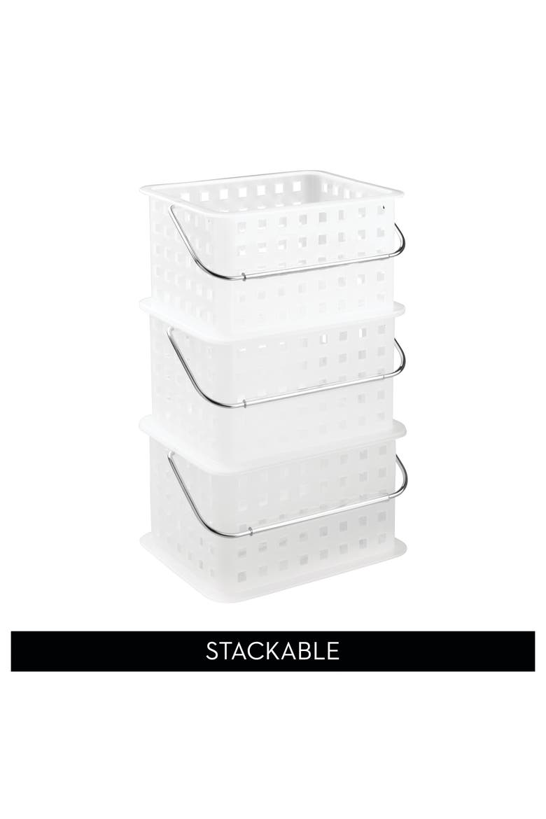 Small Stackable Shower Caddy Basket - Set of 3 - Black - Made in USA, Alternate, color, Clear Frost