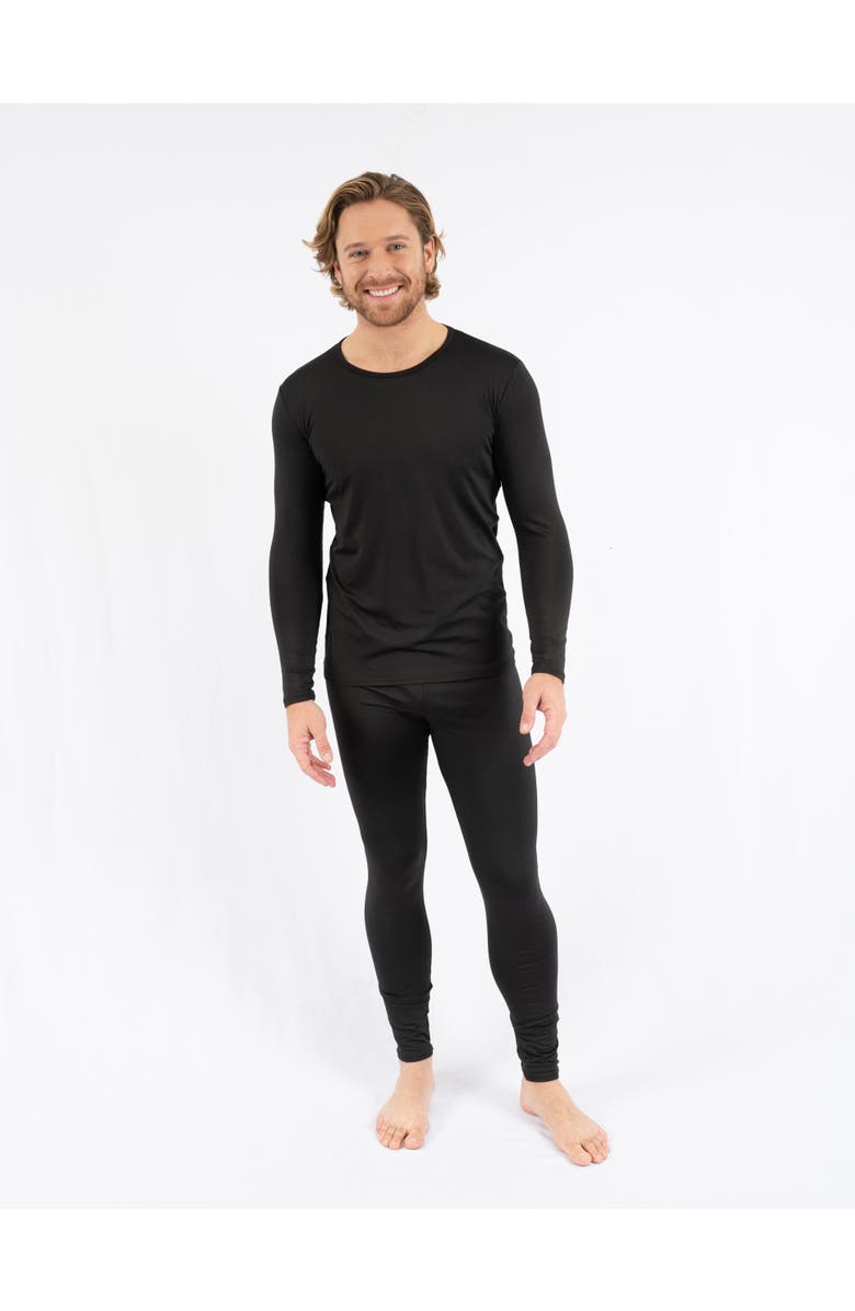 Leveret Men's Solid Thermal Pajama Set, Main, color, Black