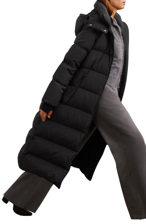 Reiss Colette Longline Puffer Coat With Removable Hood In Black
