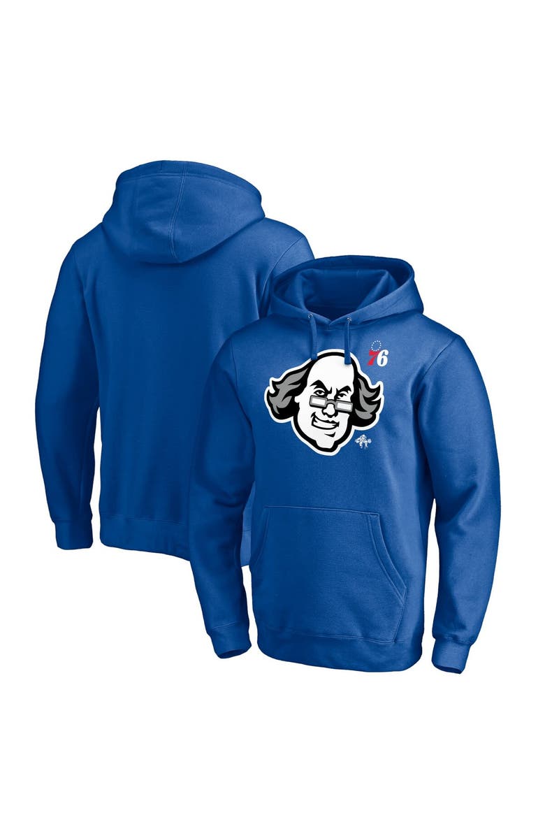 FANATICS Men's Fanatics Branded Royal Philadelphia 76ers Post Up Hometown Collection Fitted Pullover Hoodie, Main, color, Royal