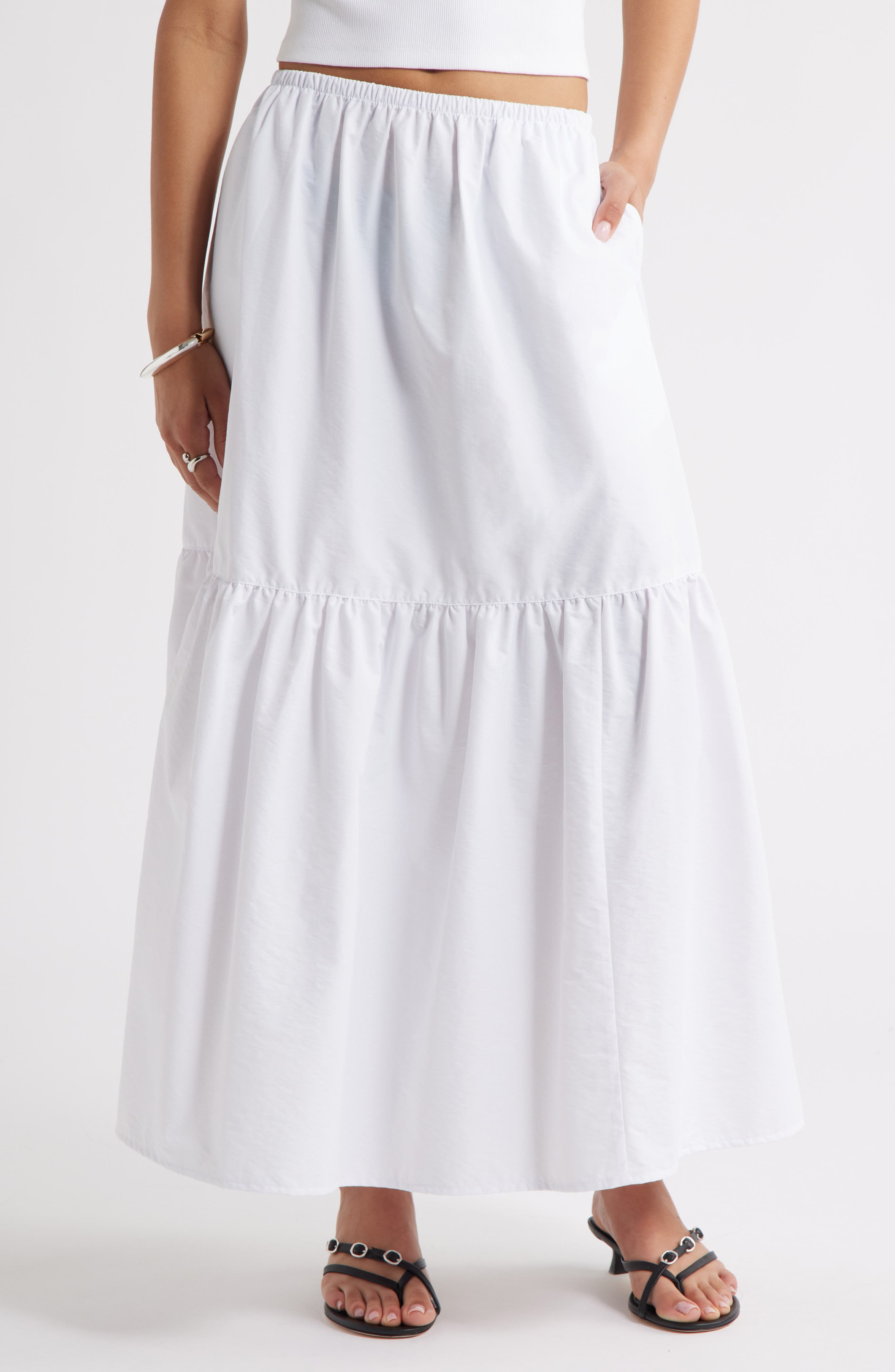 Open Edit Tiered Maxi Skirt