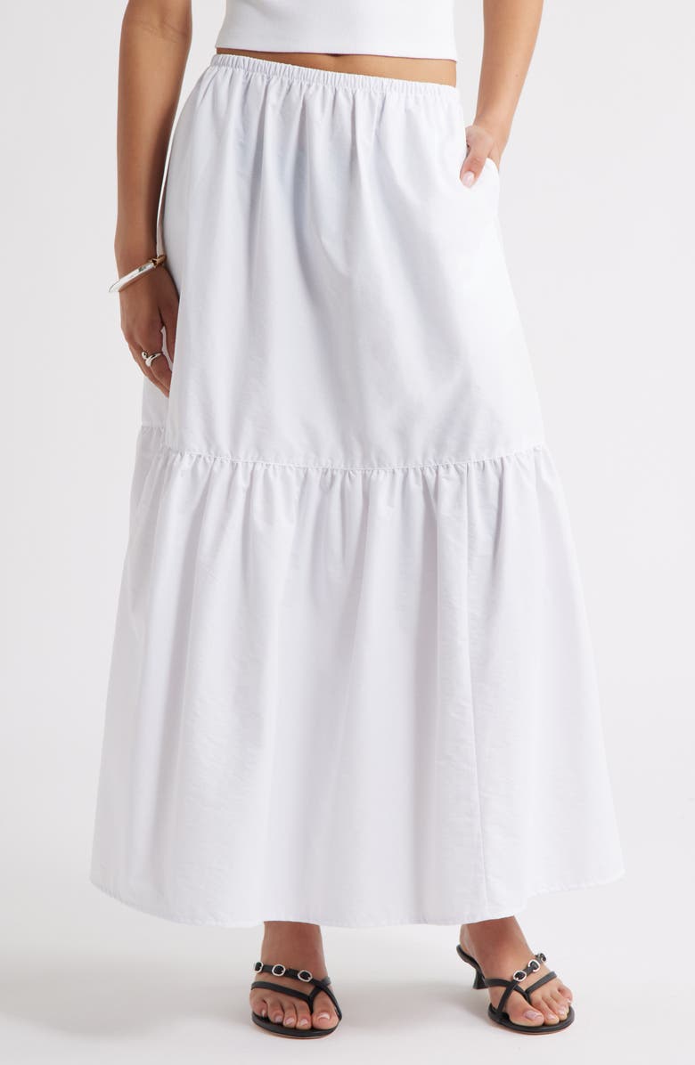 Open Edit Tiered Maxi Skirt, Main, color, White