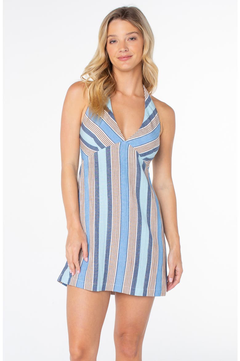 Beach Day Stripe Halter Minidress, Alternate, color, SILVER LAKE