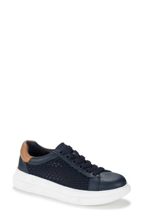 Baretraps Tiara Perforated Wedge Sneaker In Navy Leather