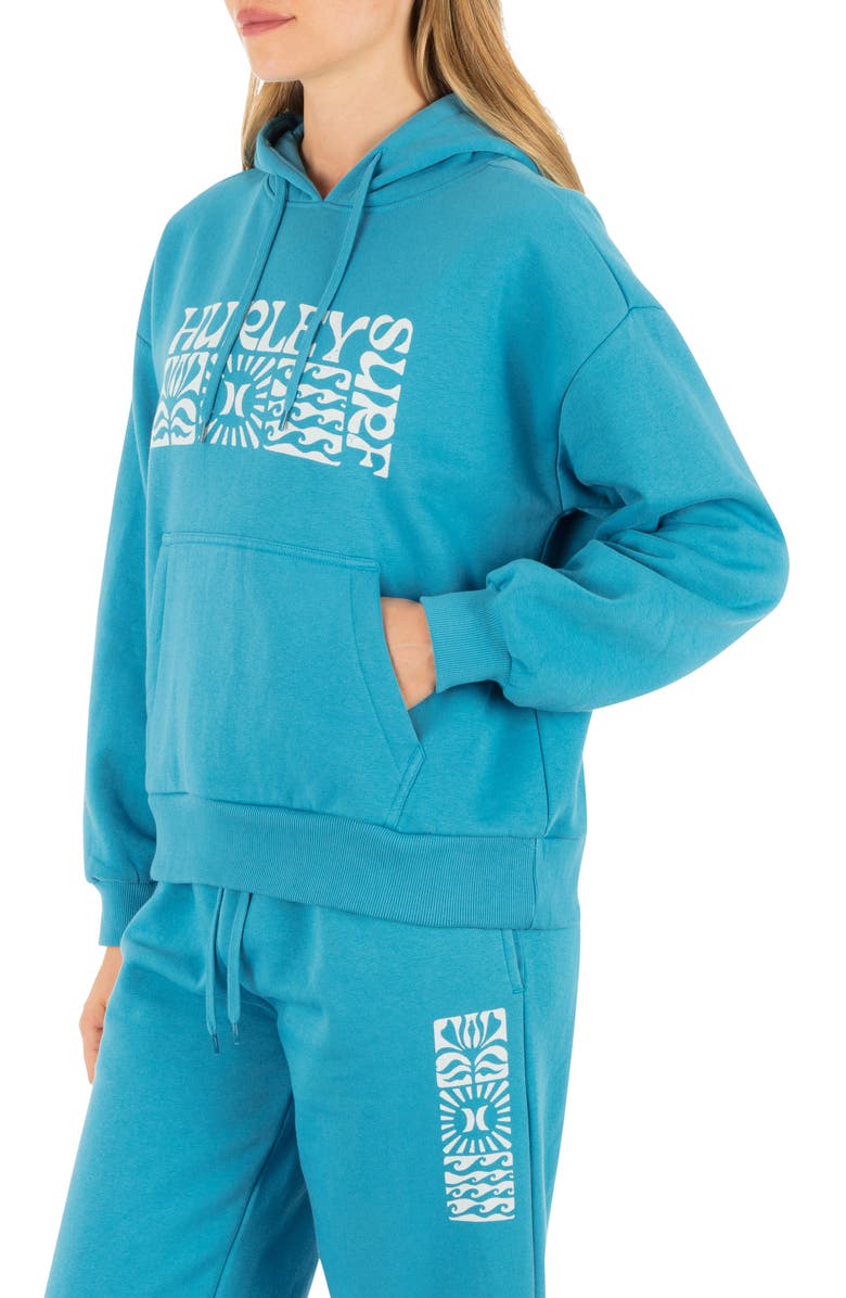 Hurley Surf Days Cotton Blend Fleece Hoodie, Alternate, color, Blue Moon