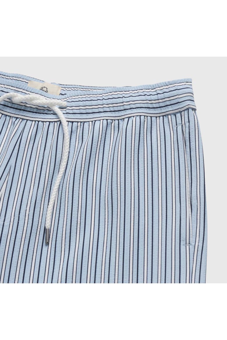Jimmy 6.5" Seersucker Stripe Volley Swim Trunks, Alternate, color, skyway blue
