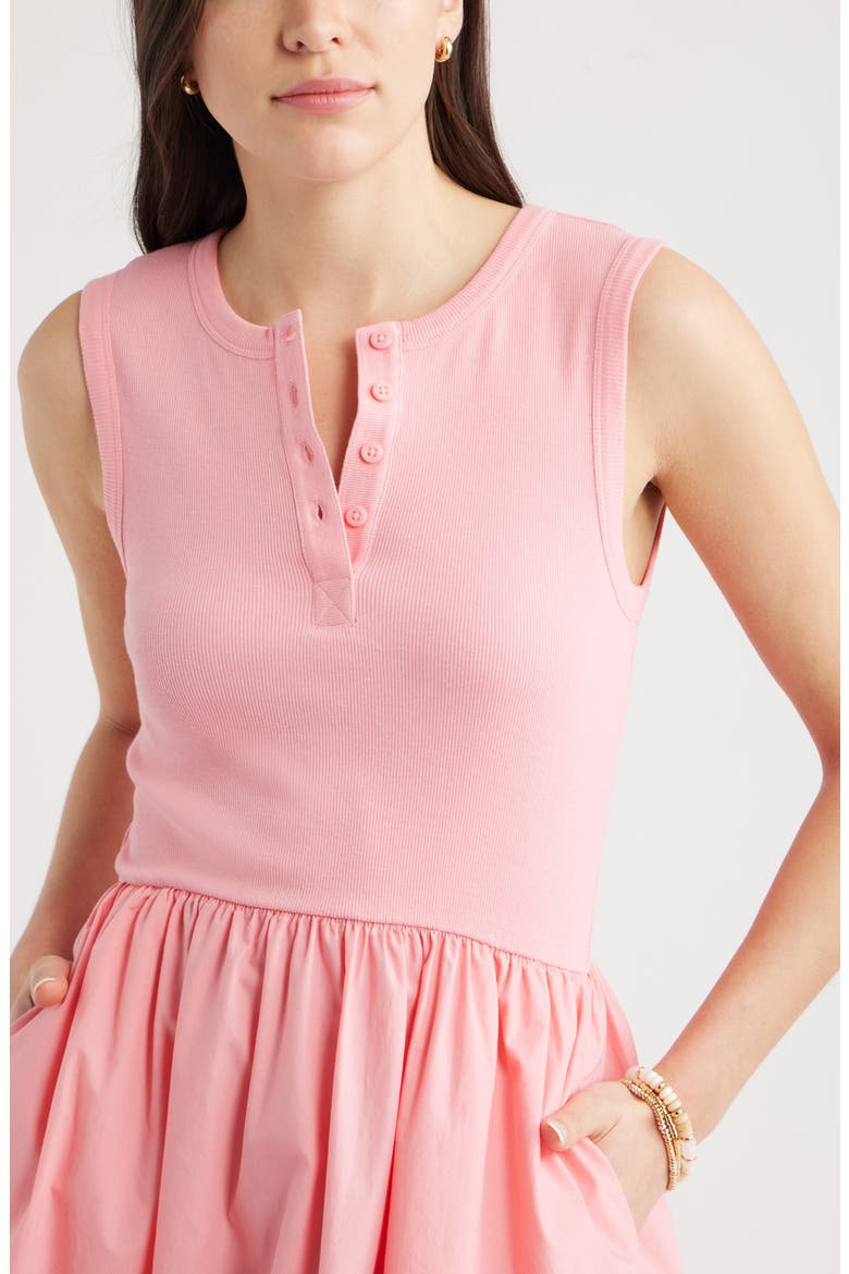 Sleeveless Mixed Media Midi Dress, Alternate, color, PINK DIANTHUS