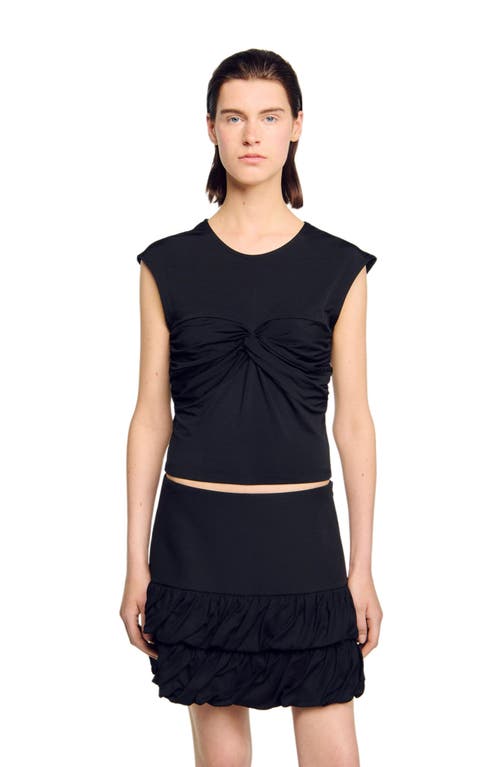 Sandro Draped T-shirt In Black