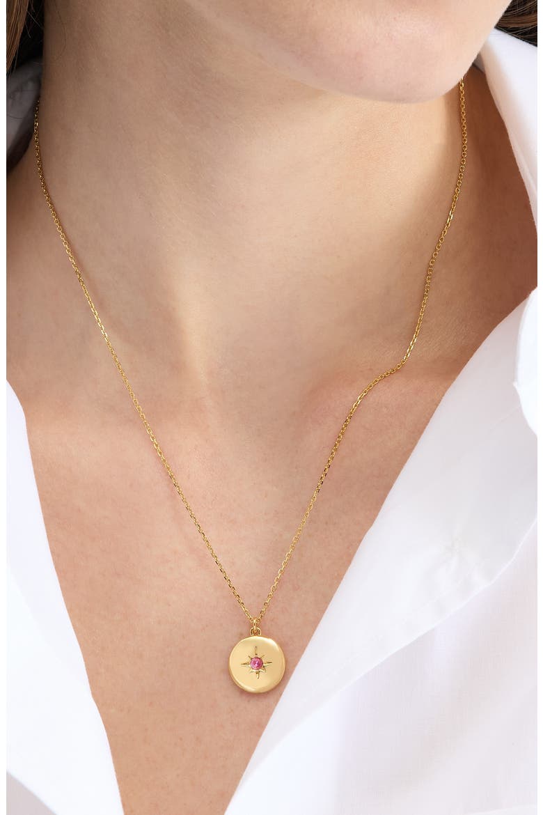 clear honesty medallion necklace, Alternate, color, PINK/ GOLD