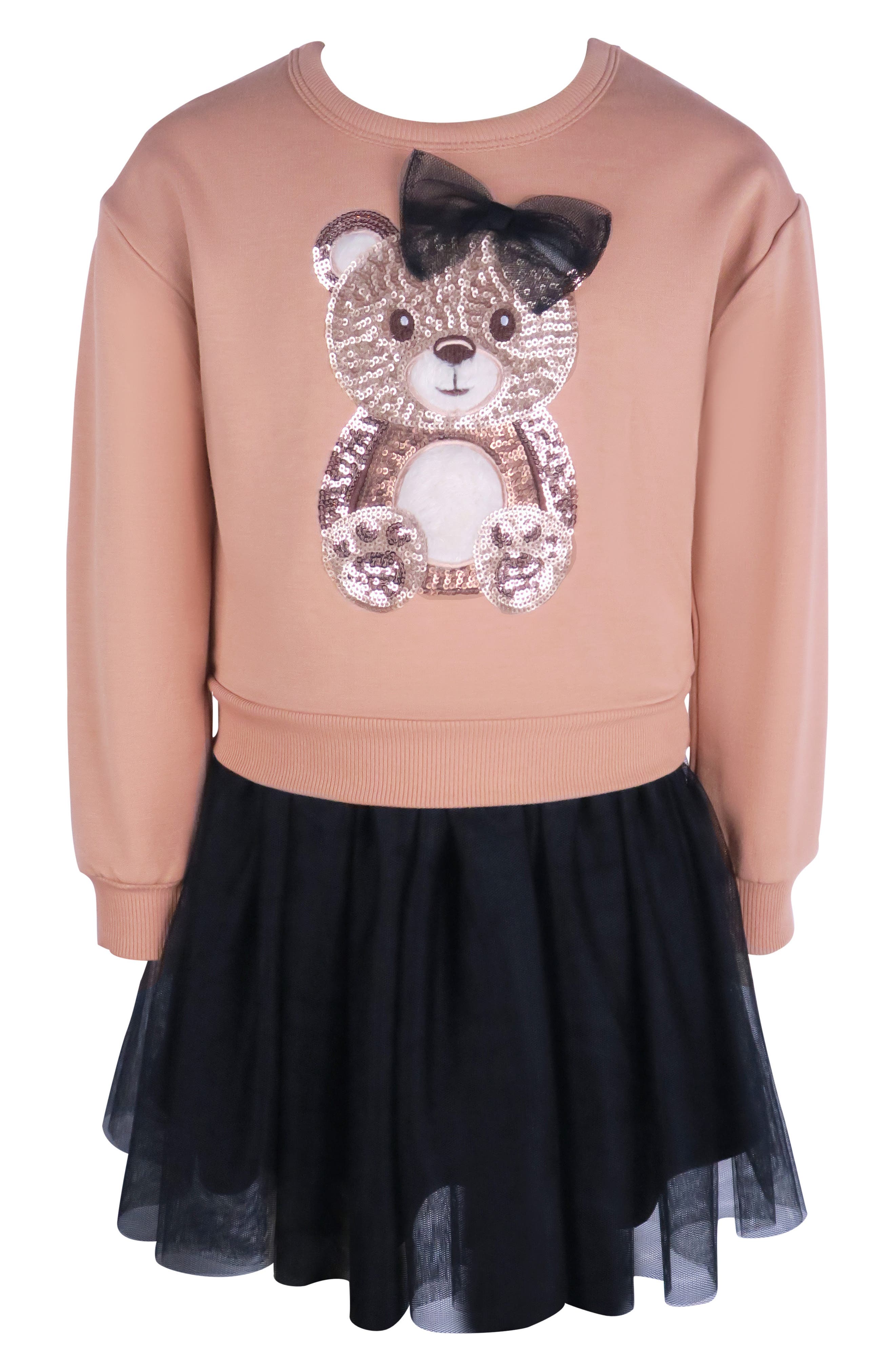 Zunie Kids' Sequin Bear Combo Tutu Dress