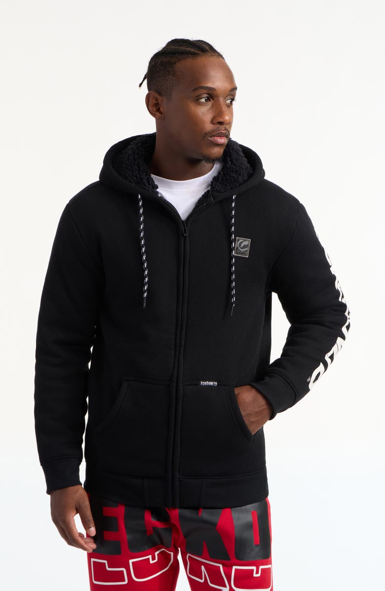 Ecko Unltd. Men's One Hit faux shearling Hoodie, Main, color, Black