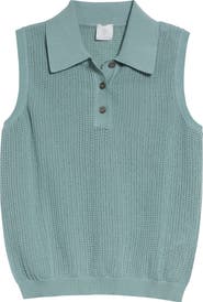 Eleventy Sleeveless Open Stitch Polo