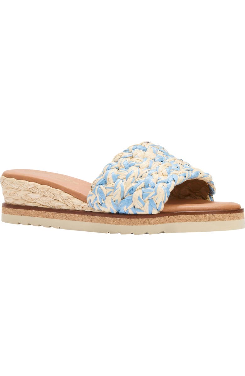 André Assous Nessie Wedge Sandal, Main, color, Natural/ Sky Blue