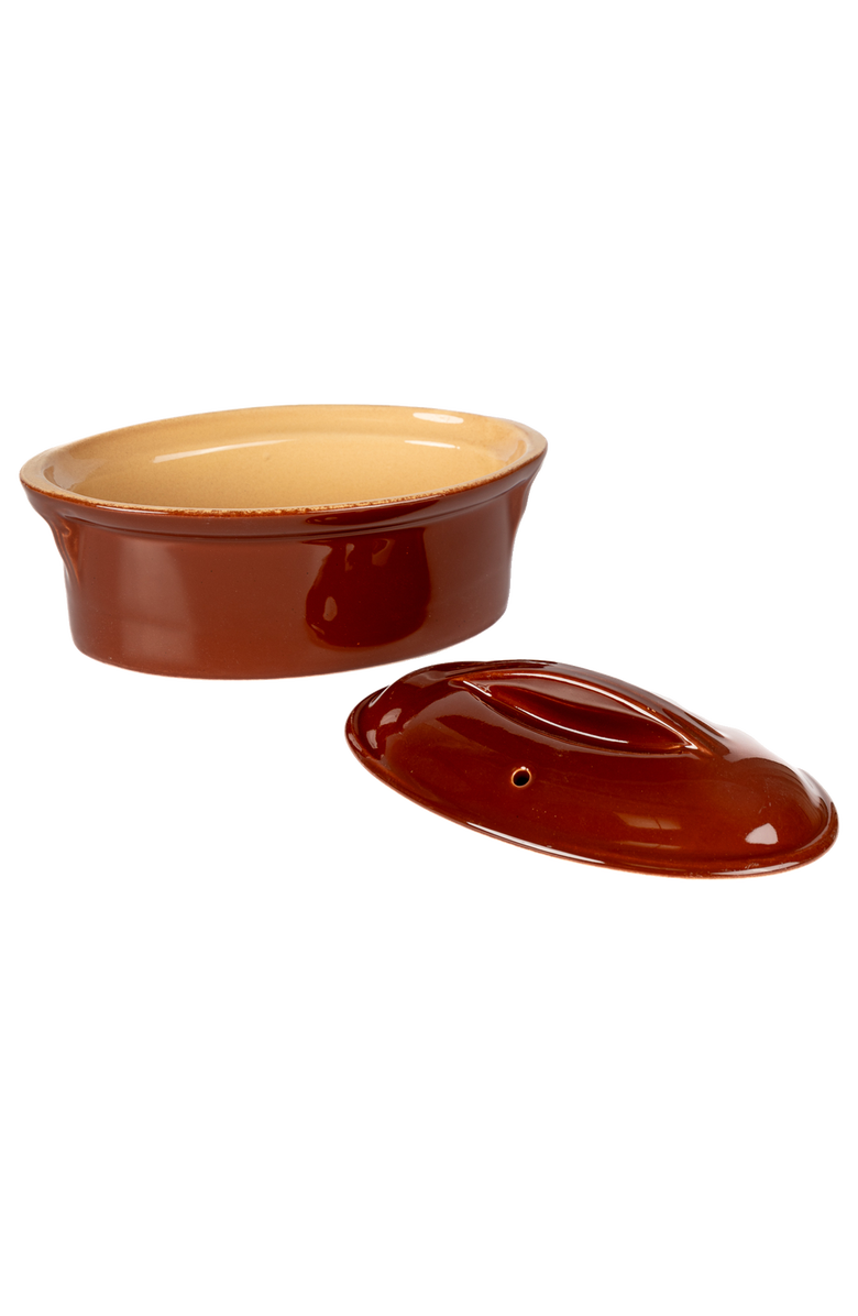 Une Vie Nomade Vintage Oval Lidded Baking Dish with Lid, Alternate, color, Red