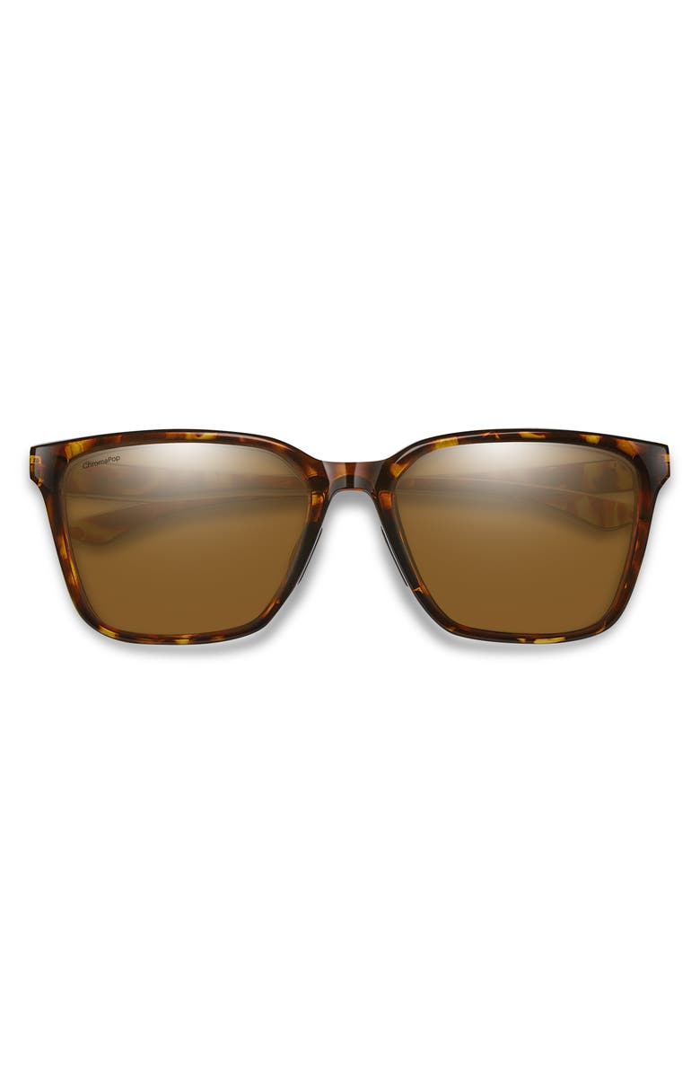 Smith Shoutout 57mm ChromaPop<sup>™</sup> Polarized Square Sunglasses, Main, color, Vintage Tortoise / Glass Brown