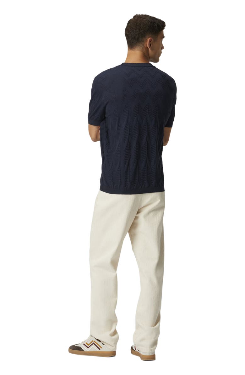 Missoni Cotton And Silk Knit Crewneck T-shirt With 3d Chevron, Alternate, color, Blue