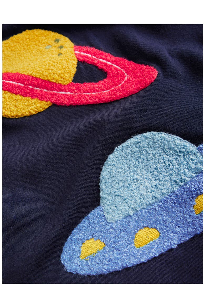Kids' Bouclé Appliqué Cotton T-Shirt, Alternate, color, COLLEGE NAVY
