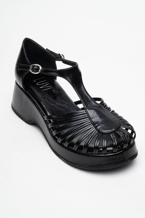 Prologue Shoes Aniel Platform Wedge Sandal In Black