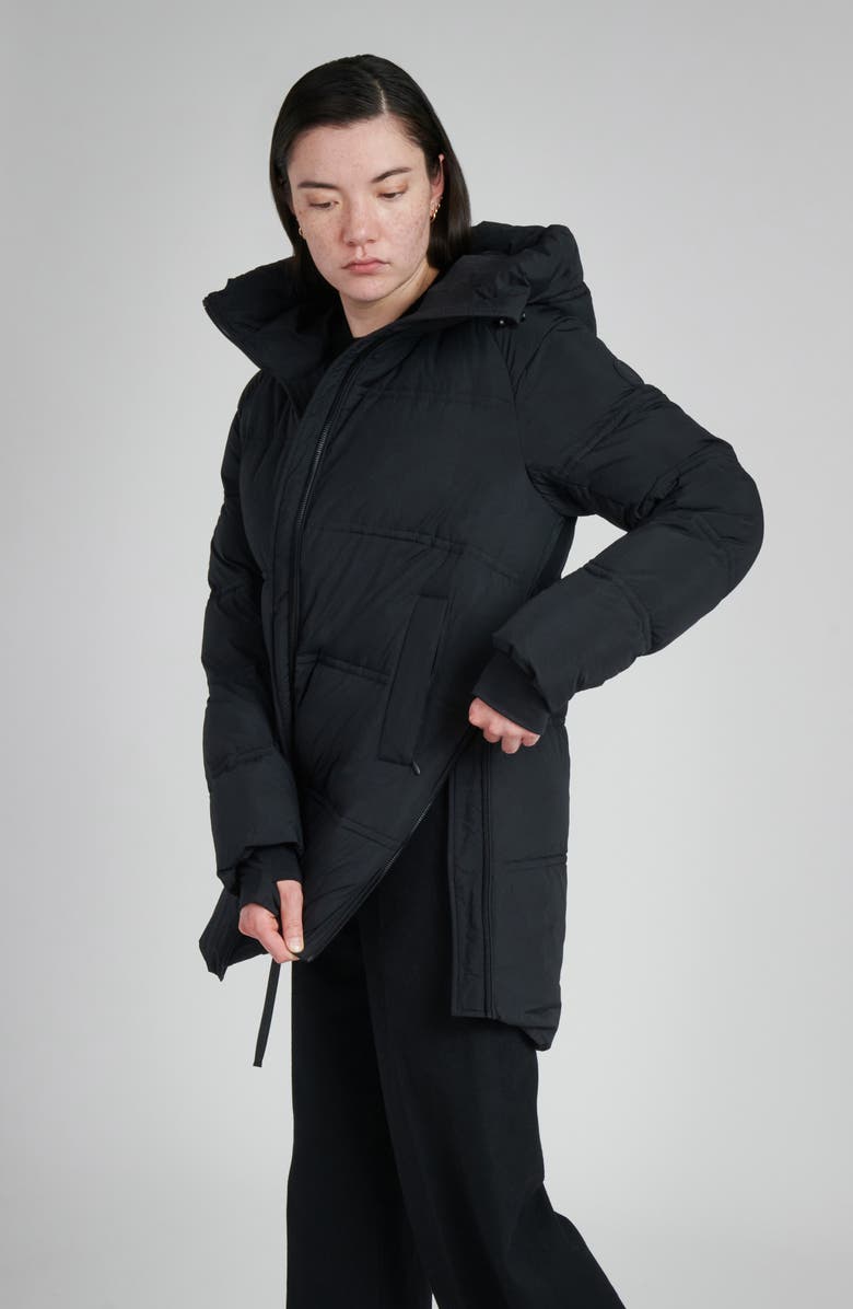 The Recycled Planet Company Orva Water Resistant Hooded Down Puffer Jacket, Alternate, color, Black