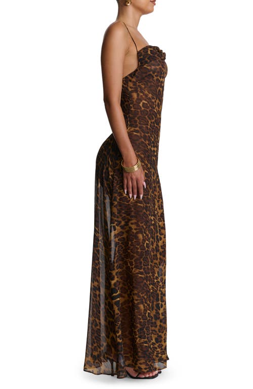 Naked Wardrobe Strappy Open Back Chiffon Maxi Dress In Animal Print