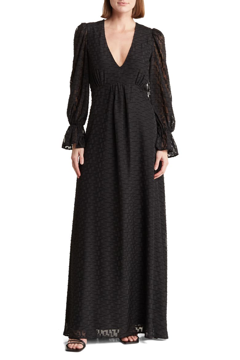 Eva Long Sleeve Maxi Dress, Main, color, BLACK