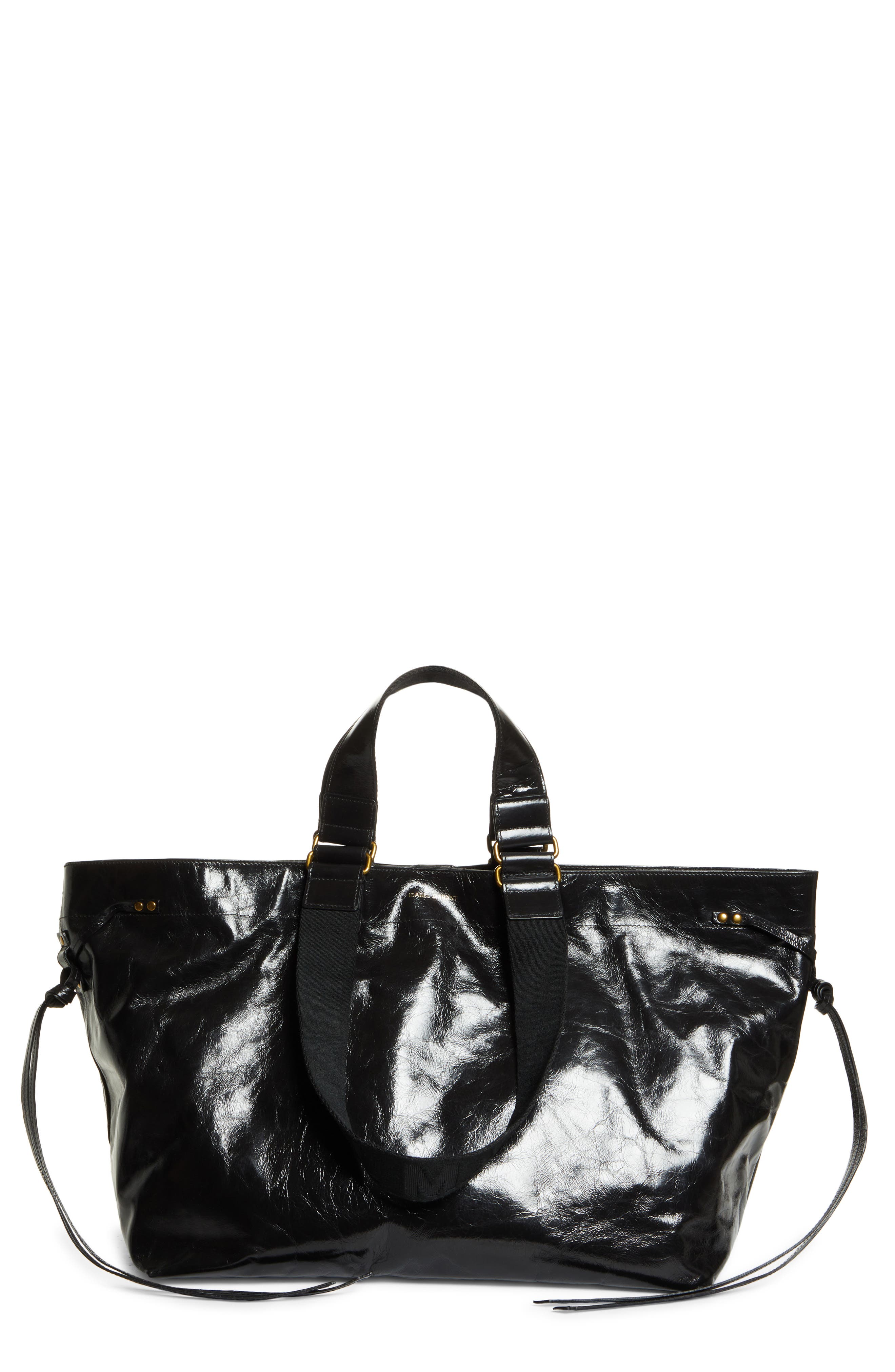 Wardy Leather Shopper, Main, color, BLACK
