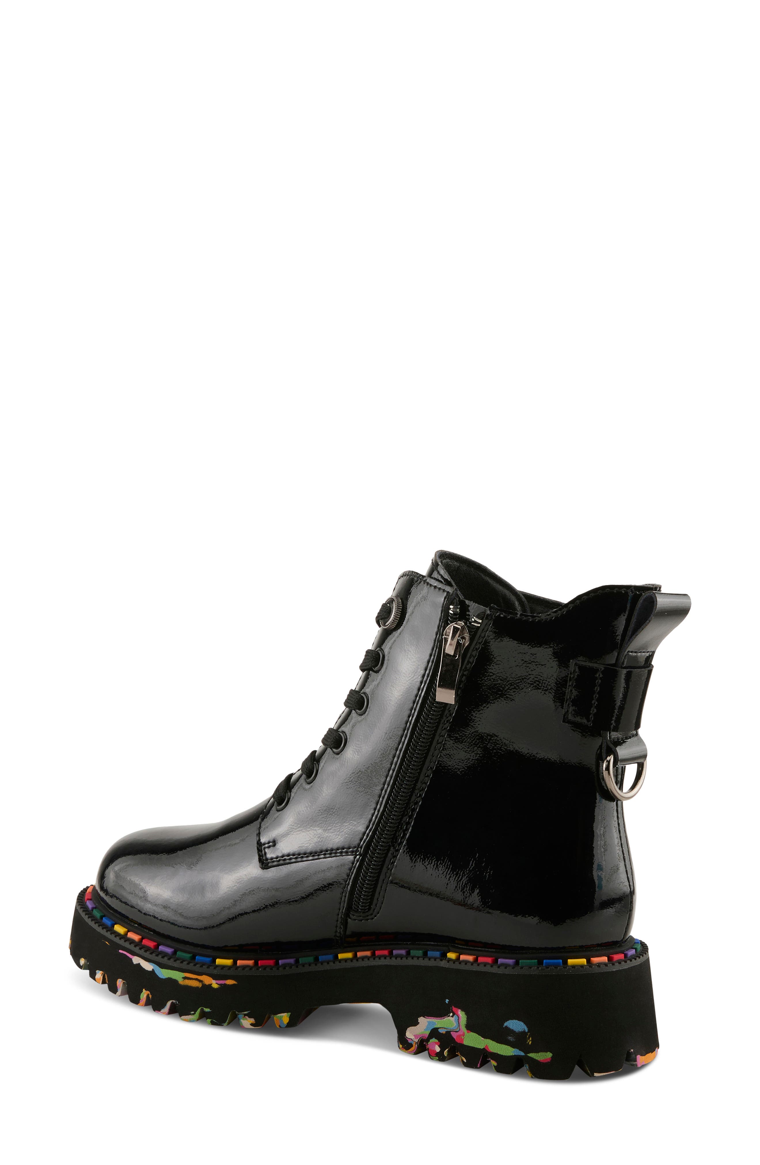 Spring Step Mistique Waterproof Combat Boot, Alternate, color, Black Patent