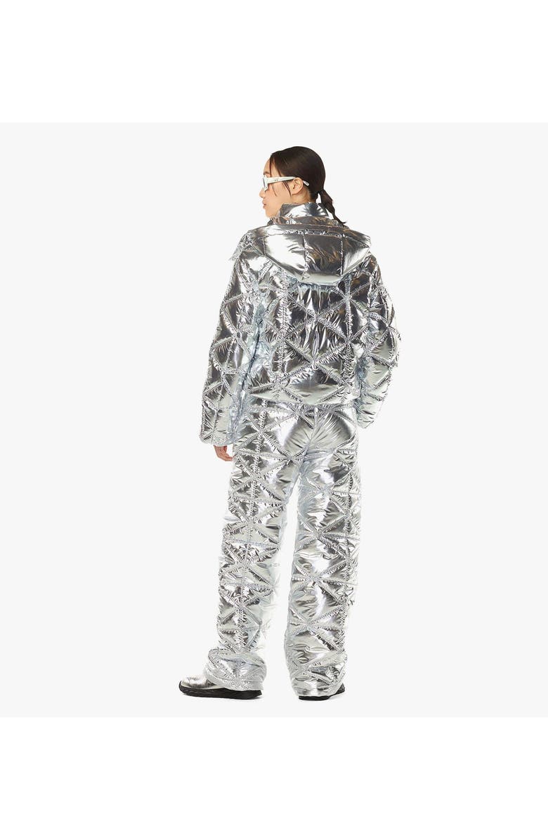MCM Apres-Ski Quilted Puffer Jacket in Metallic Polyester, Alternate, color, Silver