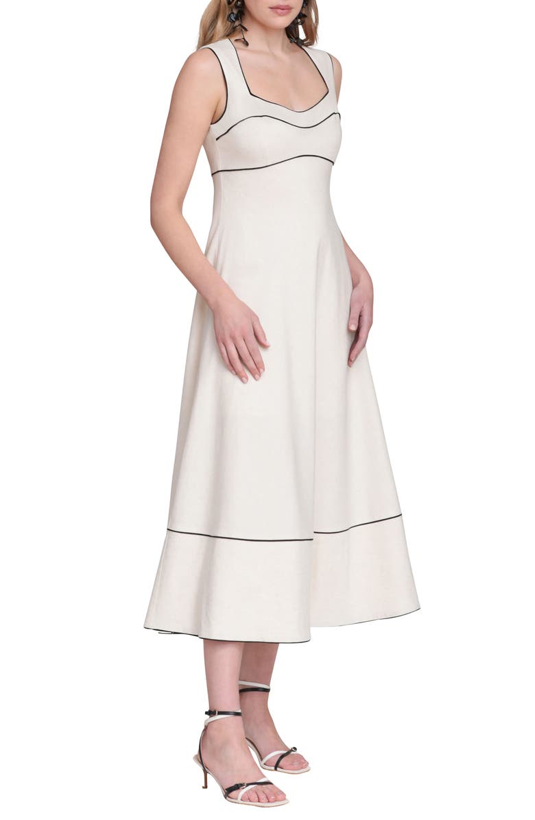 Avec Les Filles Contrast Pipe Midi Dress, Alternate, color, Cream
