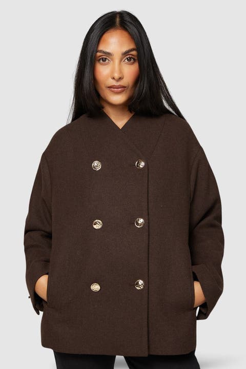 Wallis Petite Grown On Neck Peacoat