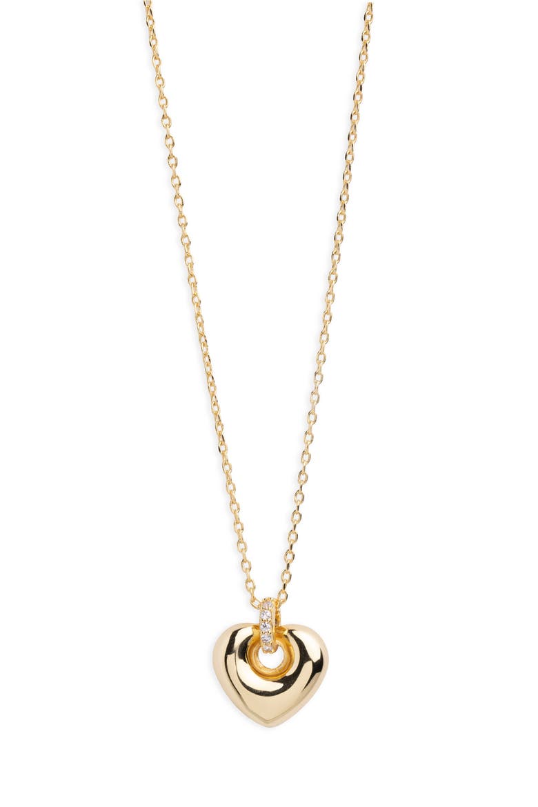 Mini Puffy Heart Pendant Necklace, Main, color, GOLD