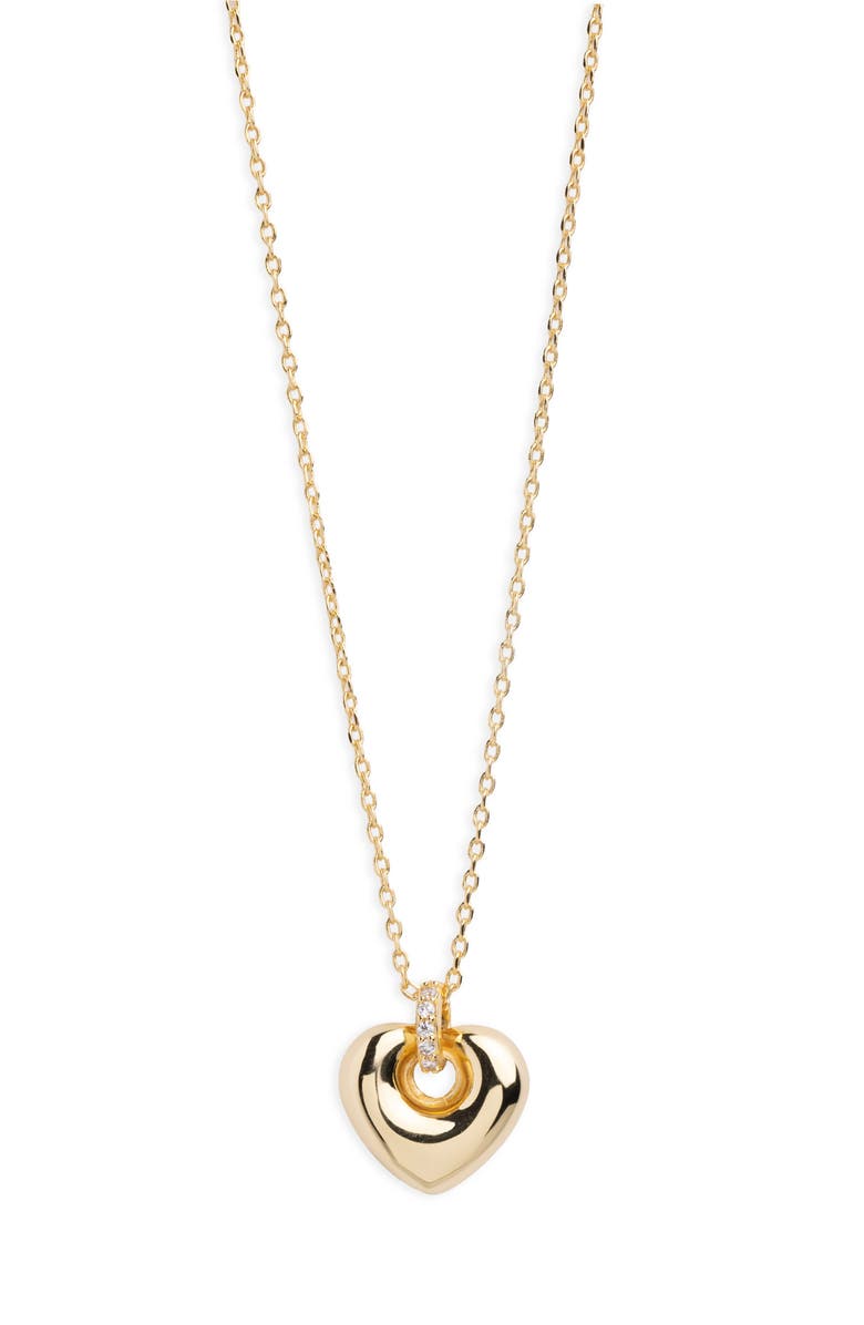 ARGENTO VIVO Mini Puffy Heart Pendant Necklace, Main, color, Gold
