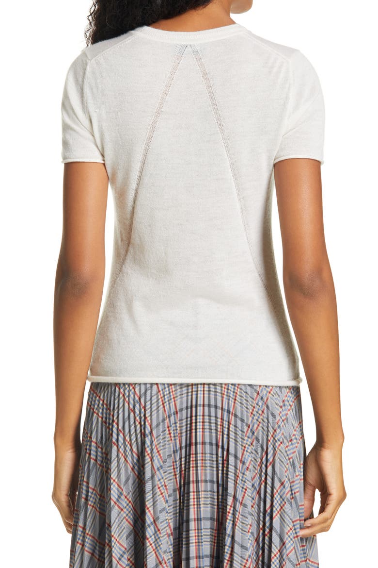 Mandee Cashmere Short Sleeve Sweater, Alternate, color, CHALK