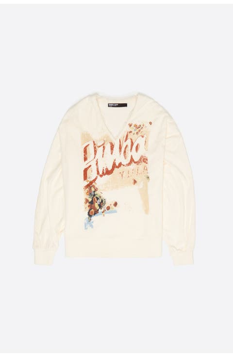 Toweling V-Neck Sweatshirt