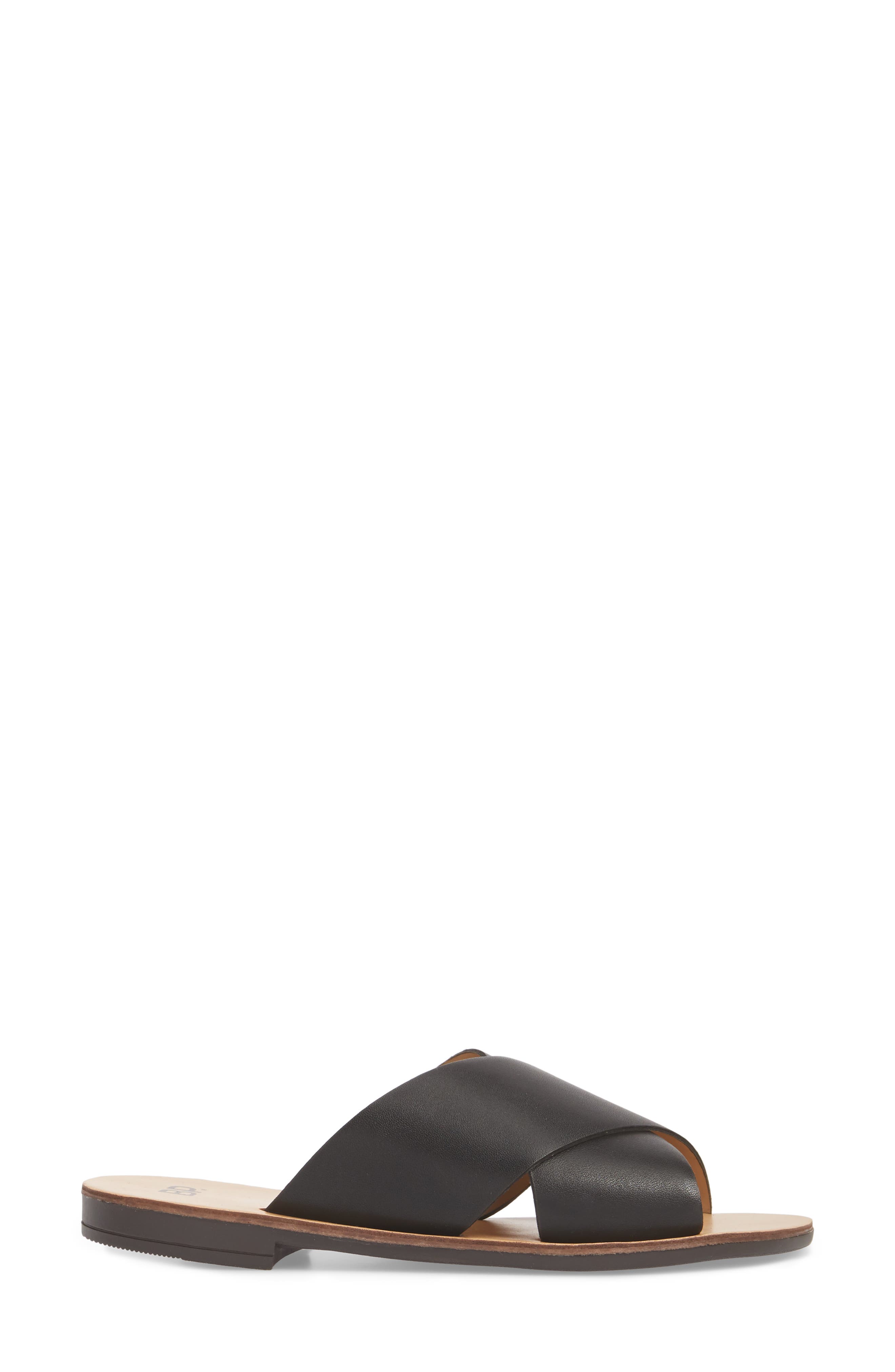 Twist Cross Strap Sandal, Alternate, color, BLACK FAUX LEATHER