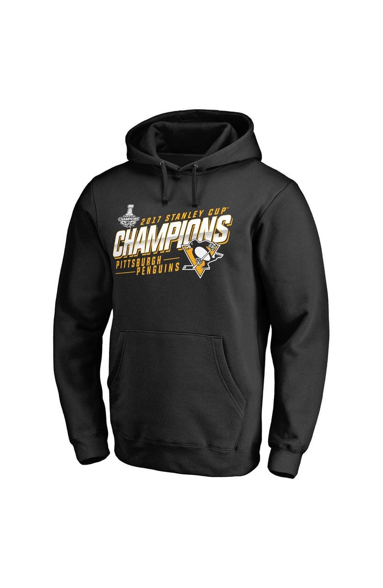 FANATICS Men's Fanatics Branded Sidney Crosby Black Pittsburgh Penguins 2017 Stanley Cup Champions Extra Backer Long Sleeve Hooded T-Shirt, Alternate, color,