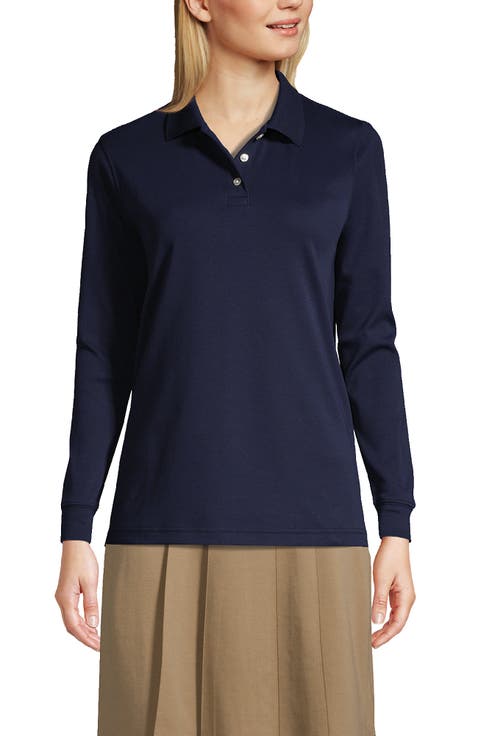 School Uniform  Long Sleeve Interlock Polo Shirt